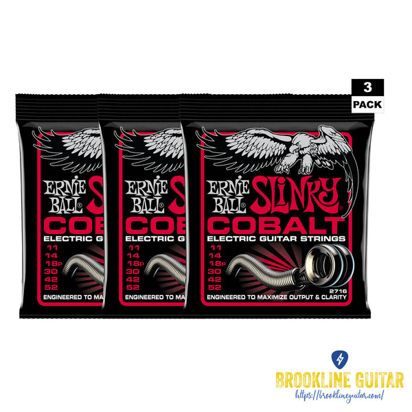 3-PACK BURLY SLINKY COBALT ELECTRIC GUITAR STRINGS 11-52 GAUGE