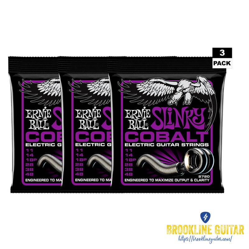 3-PACK POWER SLINKY COBALT ELECTRIC GUITAR STRINGS 11-48 GAUGE