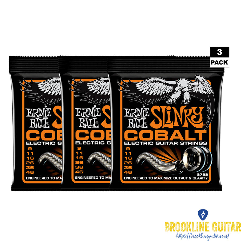 3-PACK HYBRID SLINKY COBALT ELECTRIC GUITAR STRINGS 9-46 GAUGE