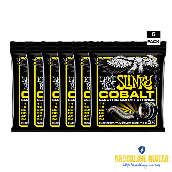 6-PACK COBALT BEEFY SLINKY ELECTRIC GUITAR STRINGS (11-54)