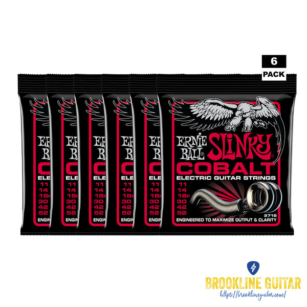 6-PACK COBALT BURLY SLINKY ELECTRIC GUITAR STRINGS (11-52)