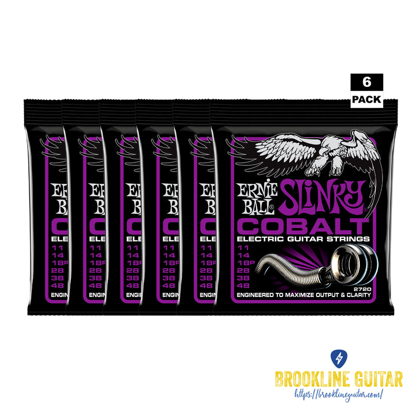 6-PACK COBALT POWER SLINKY ELECTRIC GUITAR STRINGS (11-48)