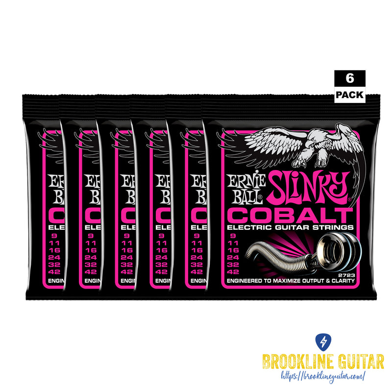 6-PACK COBALT SUPER SLINKY ELECTRIC GUITAR STRINGS (9-42)