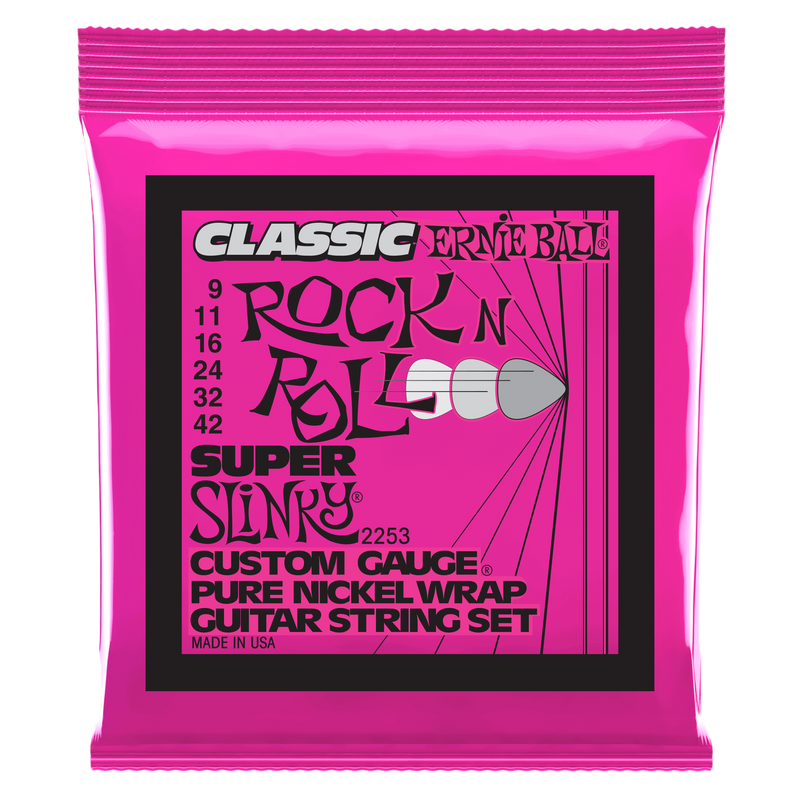 SUPER SLINKY CLASSIC ROCK N ROLL PURE NICKEL WRAP ELECTRIC GUITAR STRINGS 9-42 GAUGE