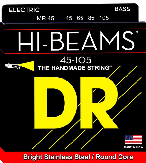DR Strings MR545 Hi-Beams 4-String Electric Bass Strings (Medium, 45-105)
