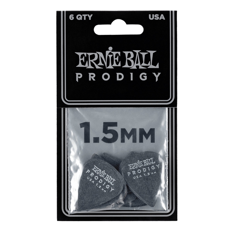 PRODIGY GUITAR PICKS - STANDARD 1.5MM BLACK - 6 PACK