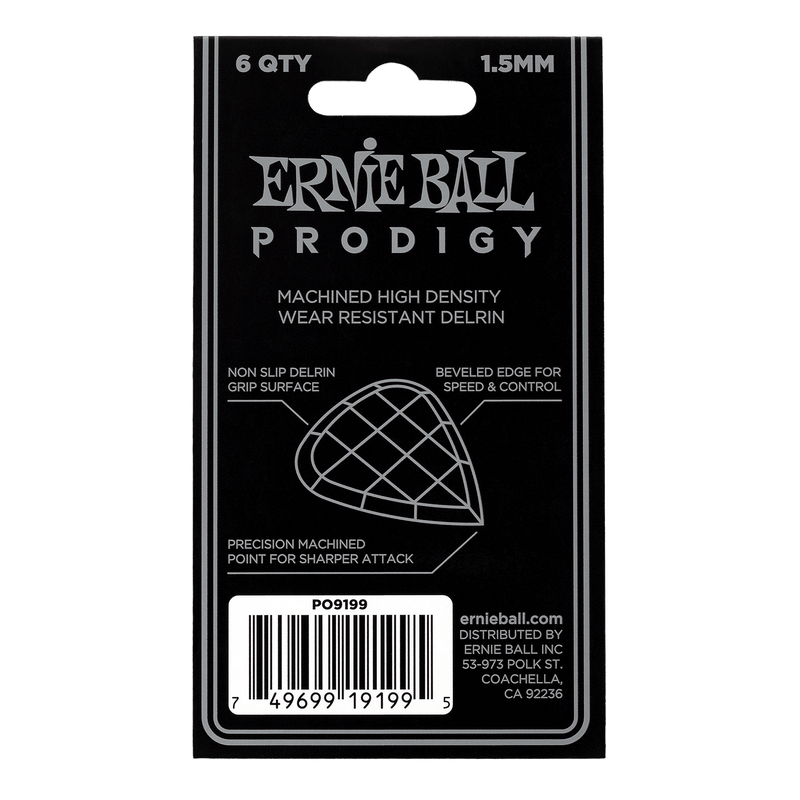 PRODIGY GUITAR PICKS - STANDARD 1.5MM BLACK - 6 PACK